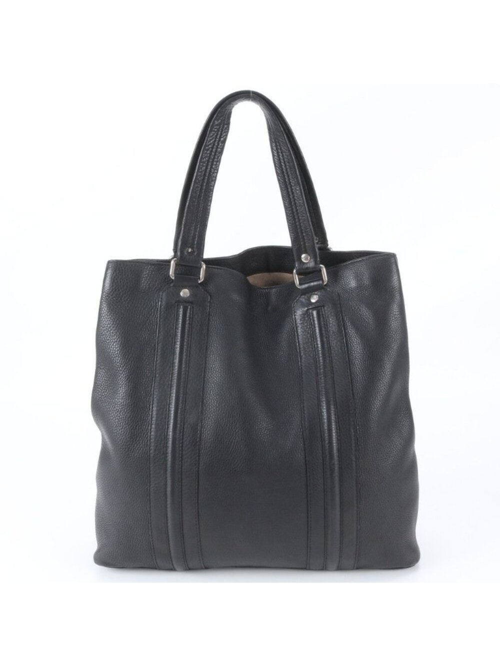 Gucci Leather Tote Bag Shoulder Business Document Black